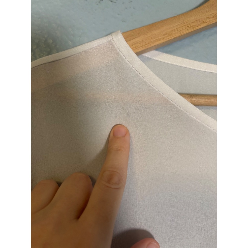 Everlane 100% Silk V-Neck Boxy Blouse Off White Size 0 Kimono Sleeve - Picture 4 of 7